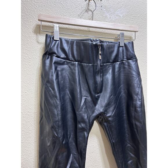 Pairadize Assthetic Vegan Leather Pants M Classic Black High Waist Skinny Shiny - Picture 6 of 10